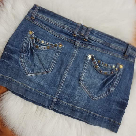 Denim short studded jean skirt - Picture 2 of 4